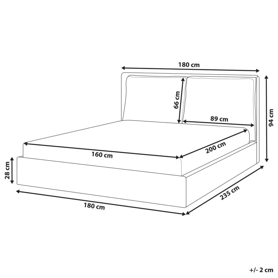 BAJONNA - Tweepersoonsbed - Lichtbeige - 160 x 200 cm - Polyester