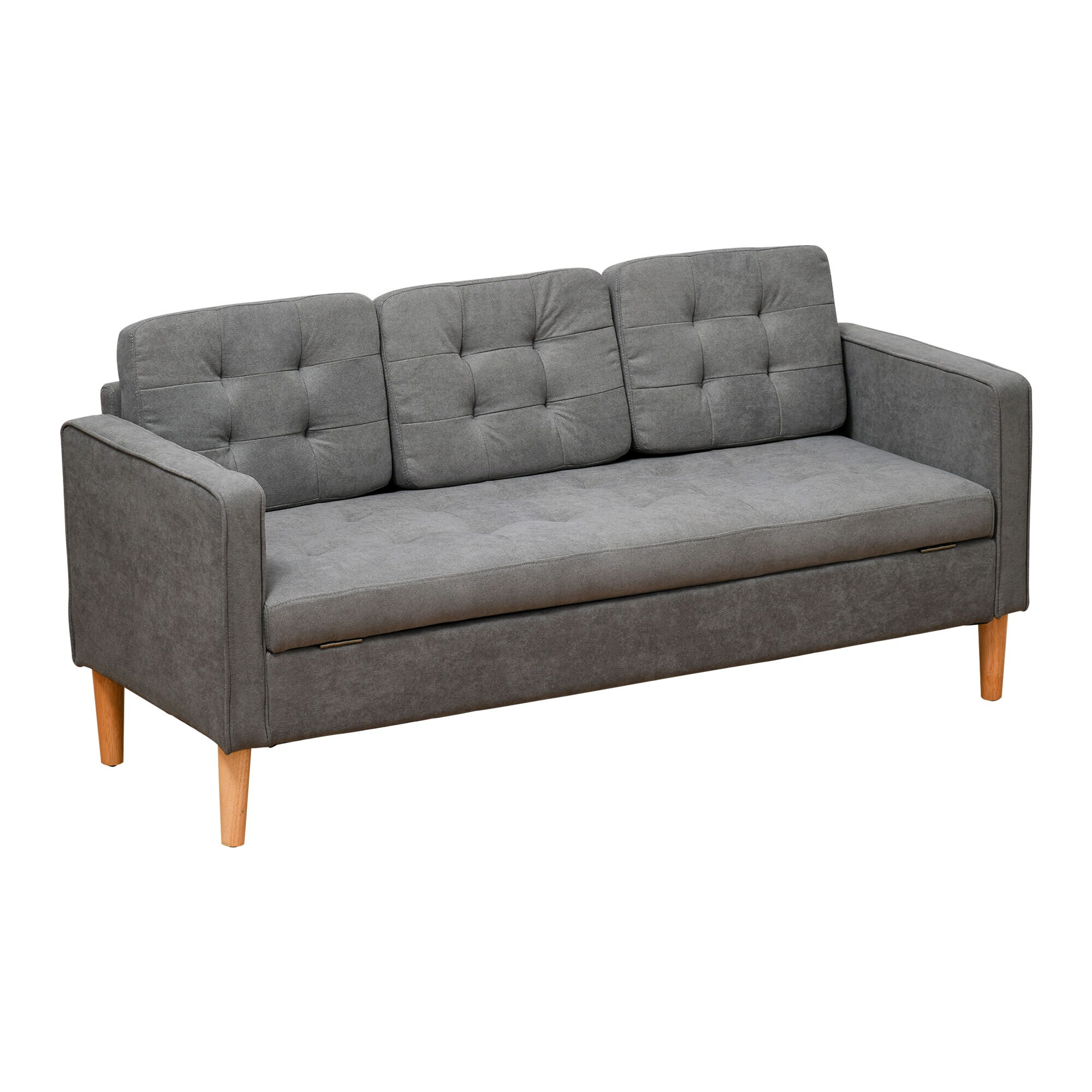 HOMCOM 3-Sitzer-Sofa mit abnehmbaren Kissen grau 166,5 x 62 x 82 cm (BxTxH)