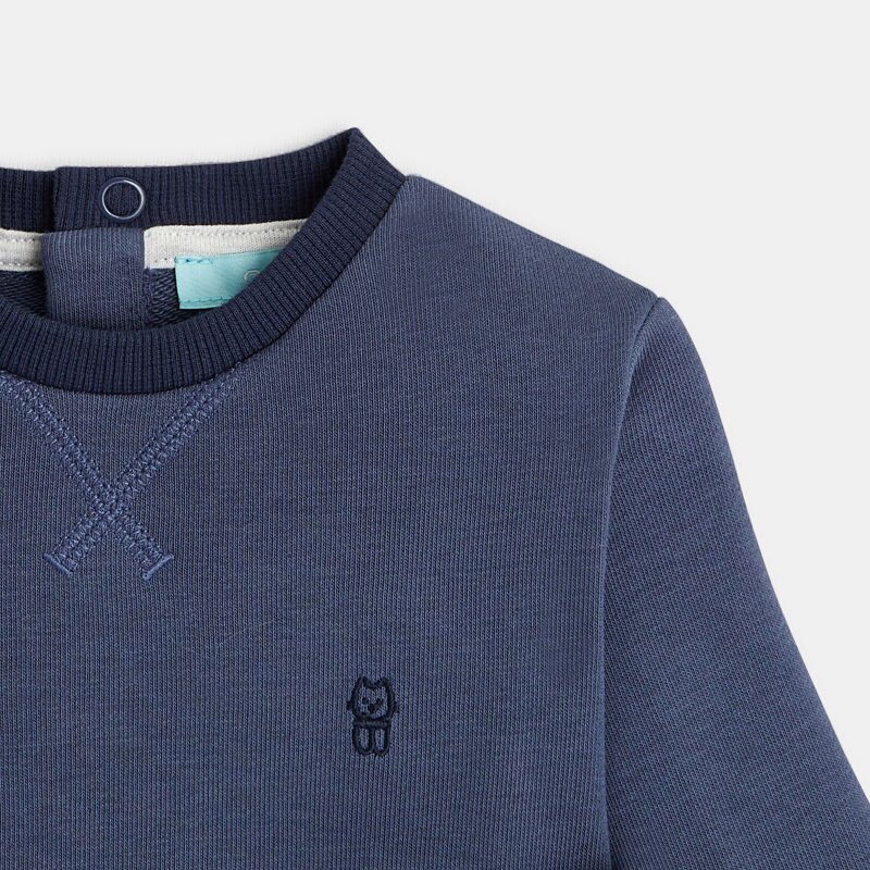 Sweat maille molleton uni bleu bébé garçon Bleu