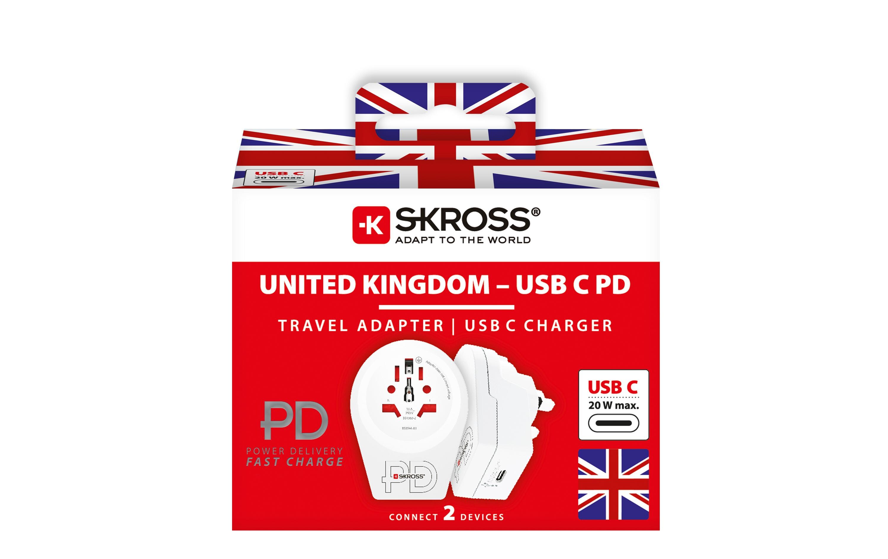 Reiseadapter Country World / UK, USBReiseadapter für 2- und 3-polige Geräte