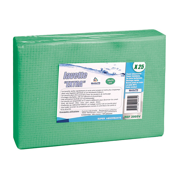 Lavettes Guialto extra antibactériennes vertes, lot de 25
