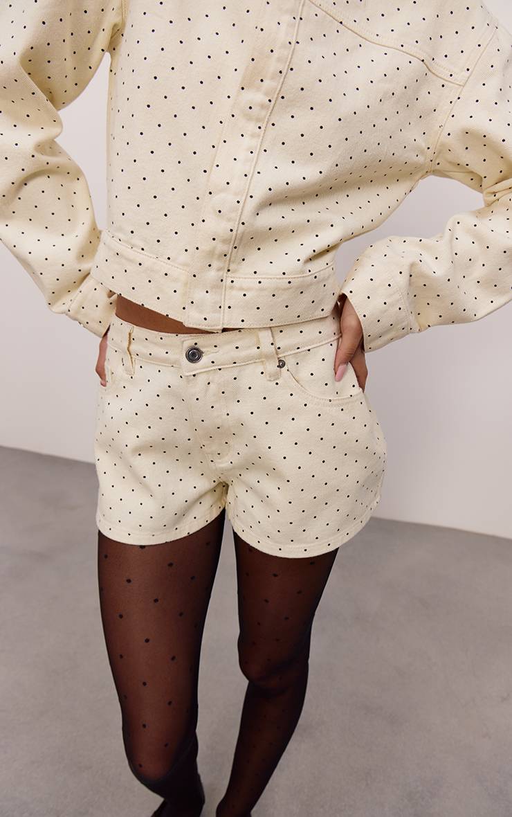 Crème Short En Jean À Pois