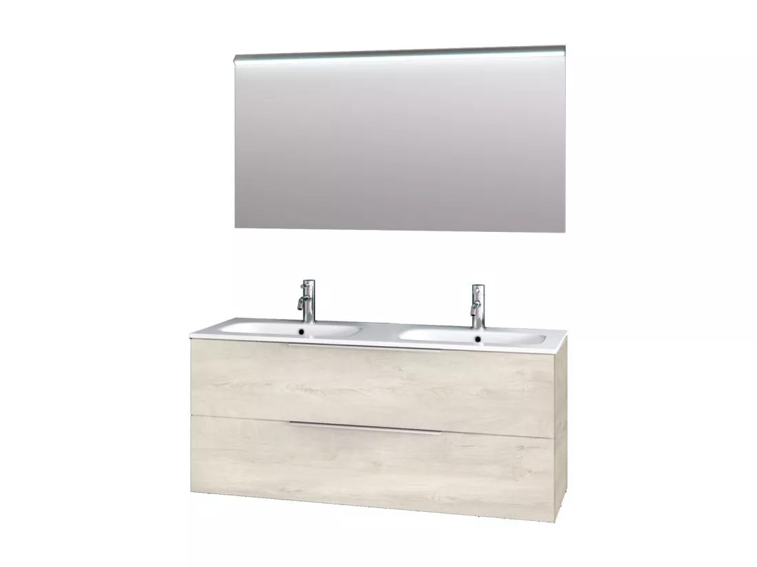 Ensemble de salle de bain double vasque 3 pièces LARISSA chêne alaska
