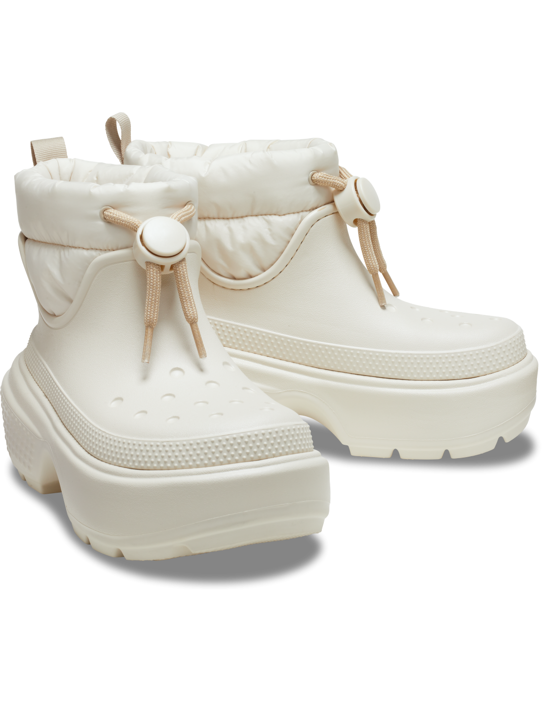 crocs Boots Femme stomp puff boot stucco Blanc