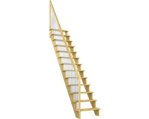 Pertura Filia grenen trapboom, onbehandeld, recht, 65 cm, 12 treden / 13 stootborden, zonder stootborden