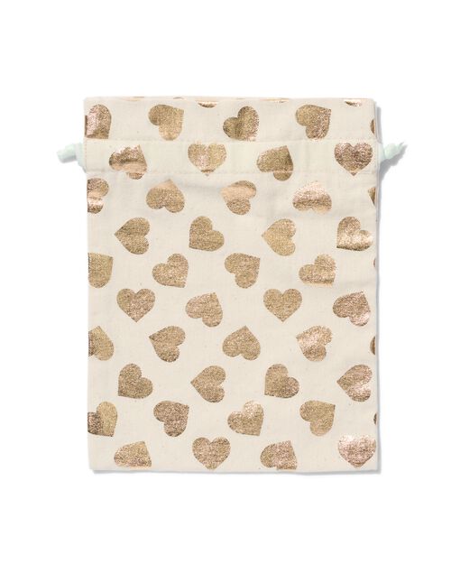 sac cadeau en tissu M coeurs dorés