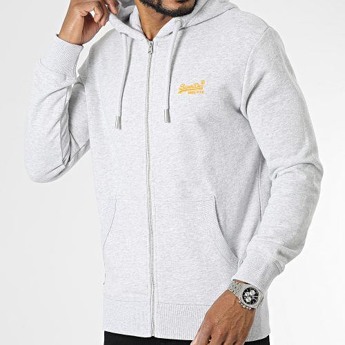 Sweat Zippé Capuche Vintage Logo Embroidery M2013195A Gris Chiné