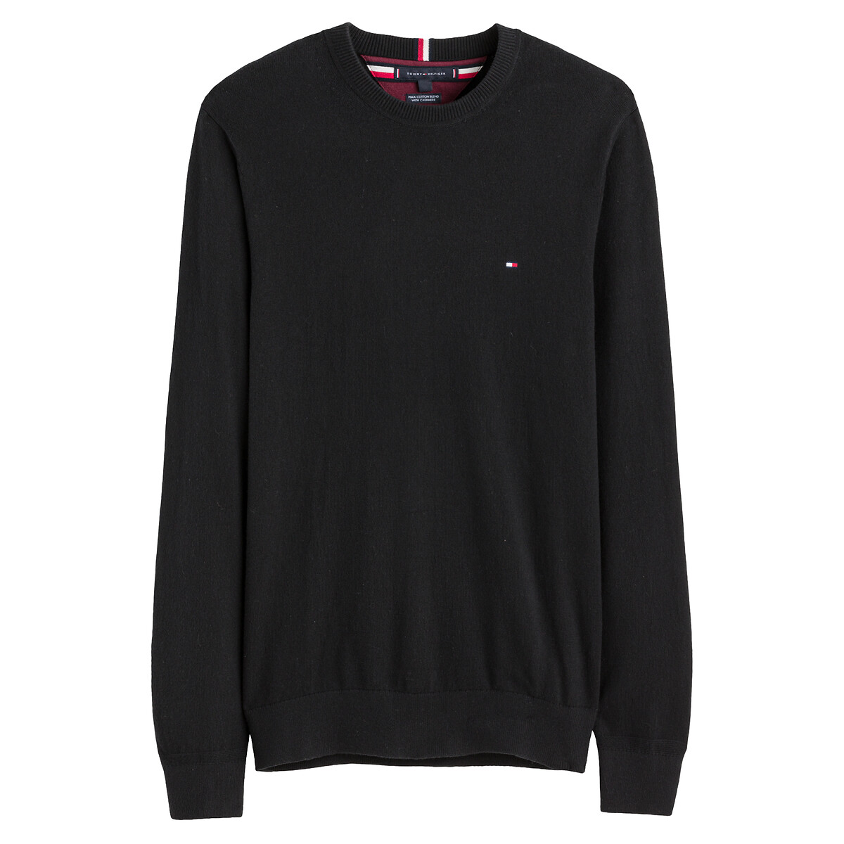 TOMMY HILFIGER<br>Suéter de gola redonda em algodão pima e cashmere