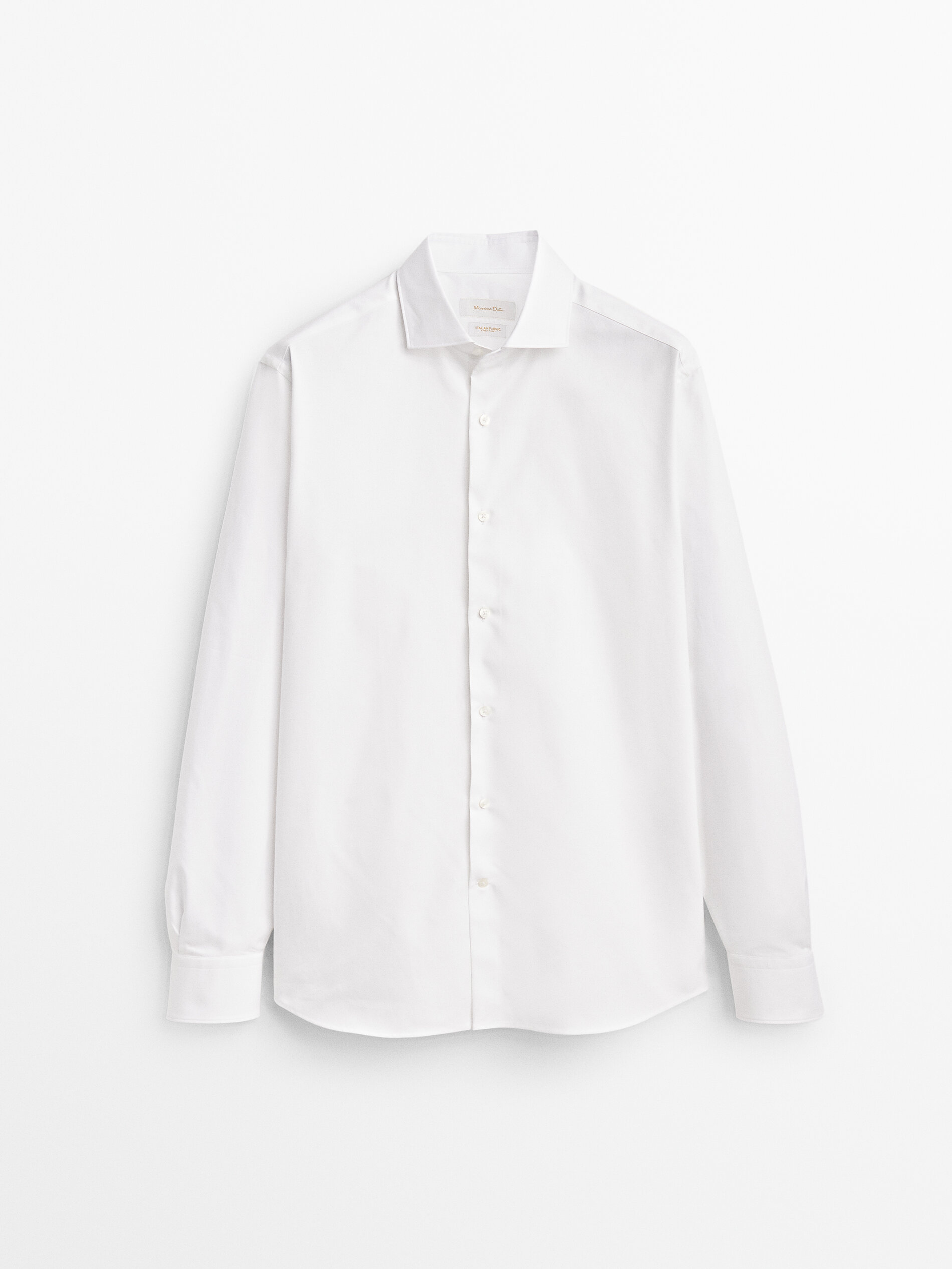 Camisa de sarja de algodão de corte justo - BRANCA