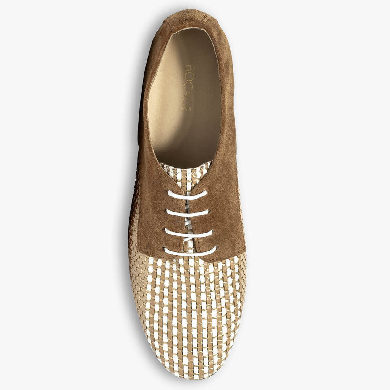 Bocage Derbies en Velours de Cuir bimatières Arel cognac