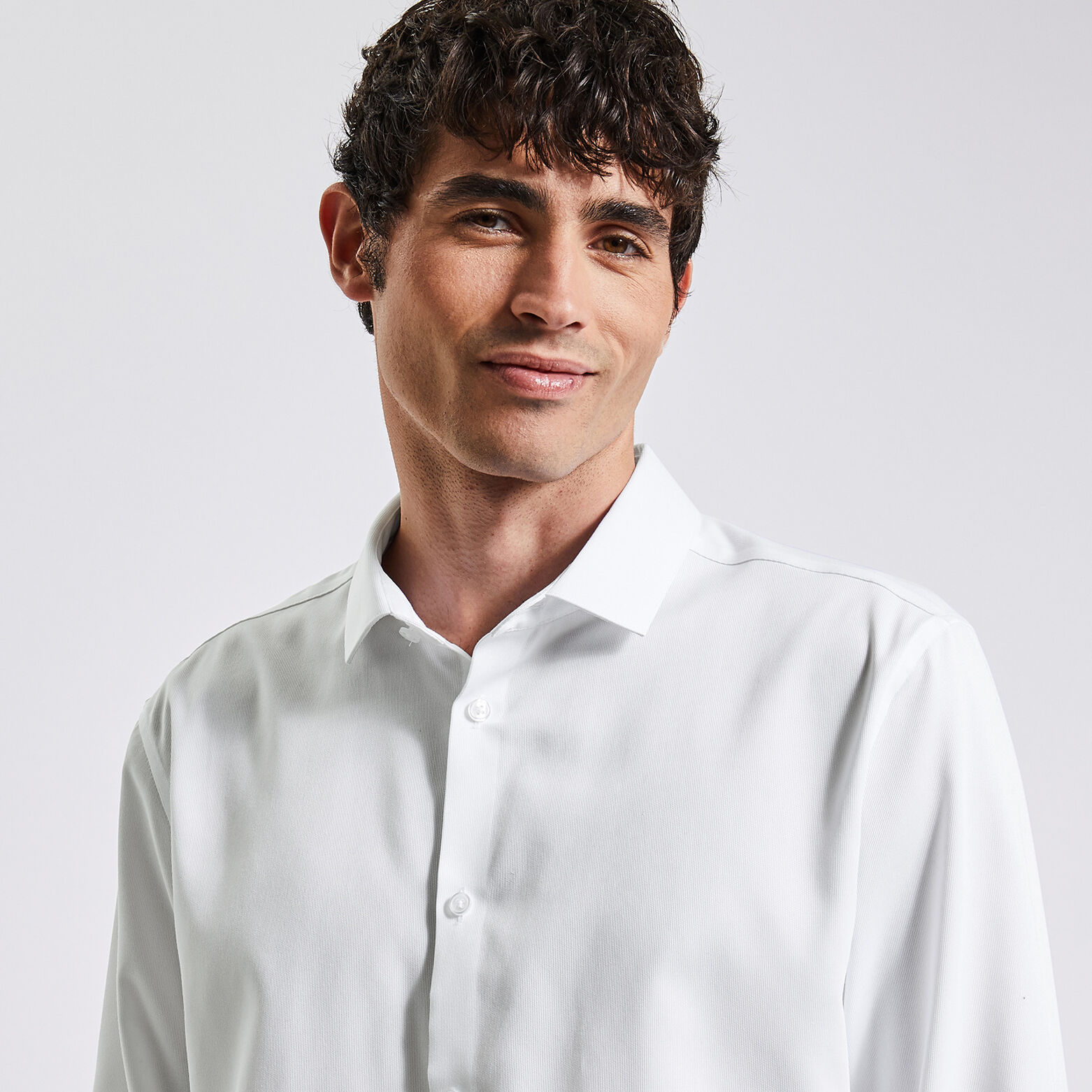 Chemise regular sans repassage unie coton Blanc