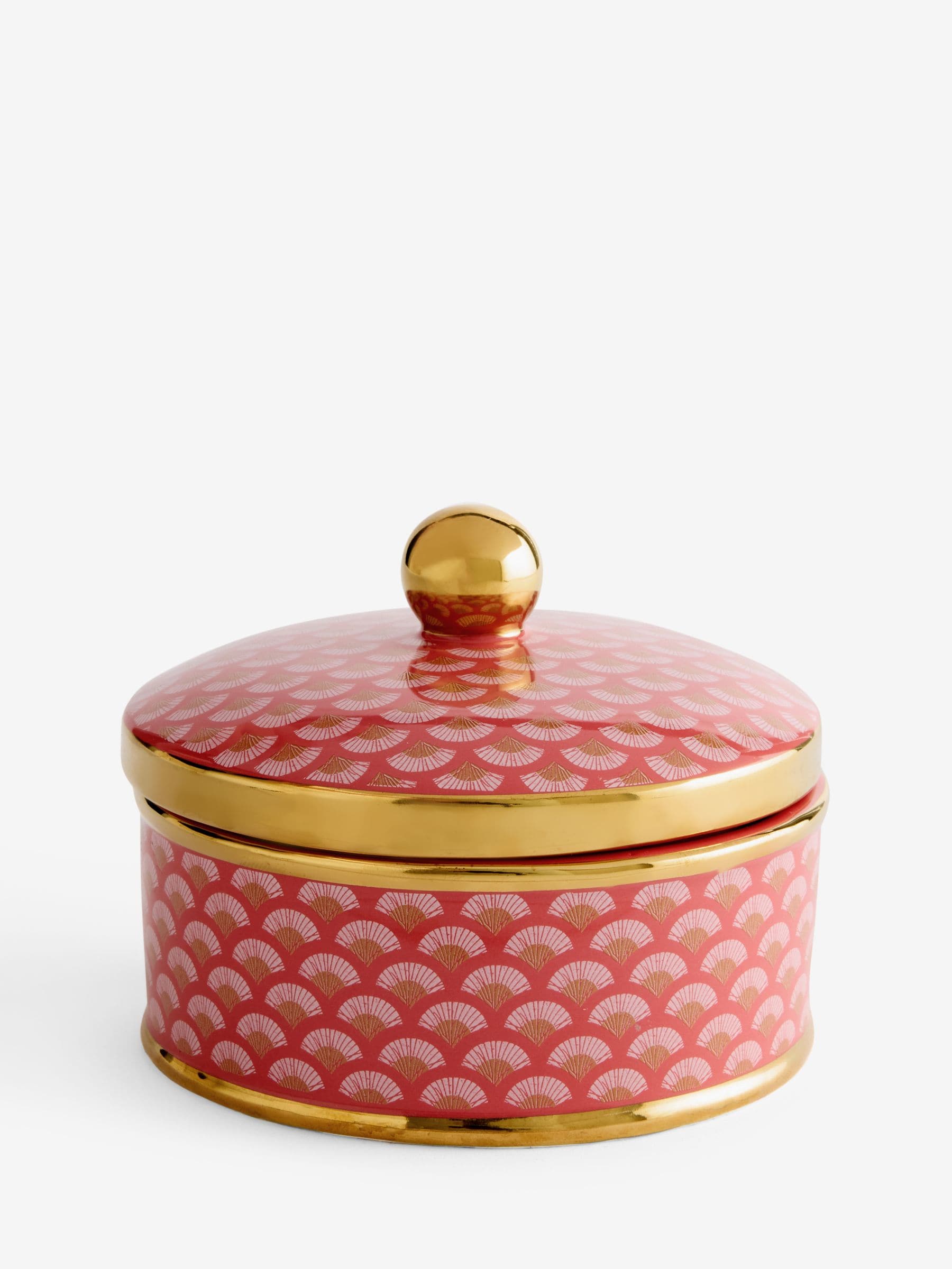 Ceramic Patterned Trinket Pot With Lid