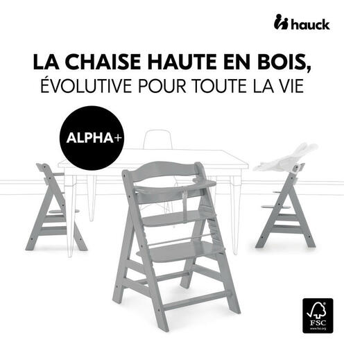 Chaise haute Alpha+ - Gris - HAUCK
