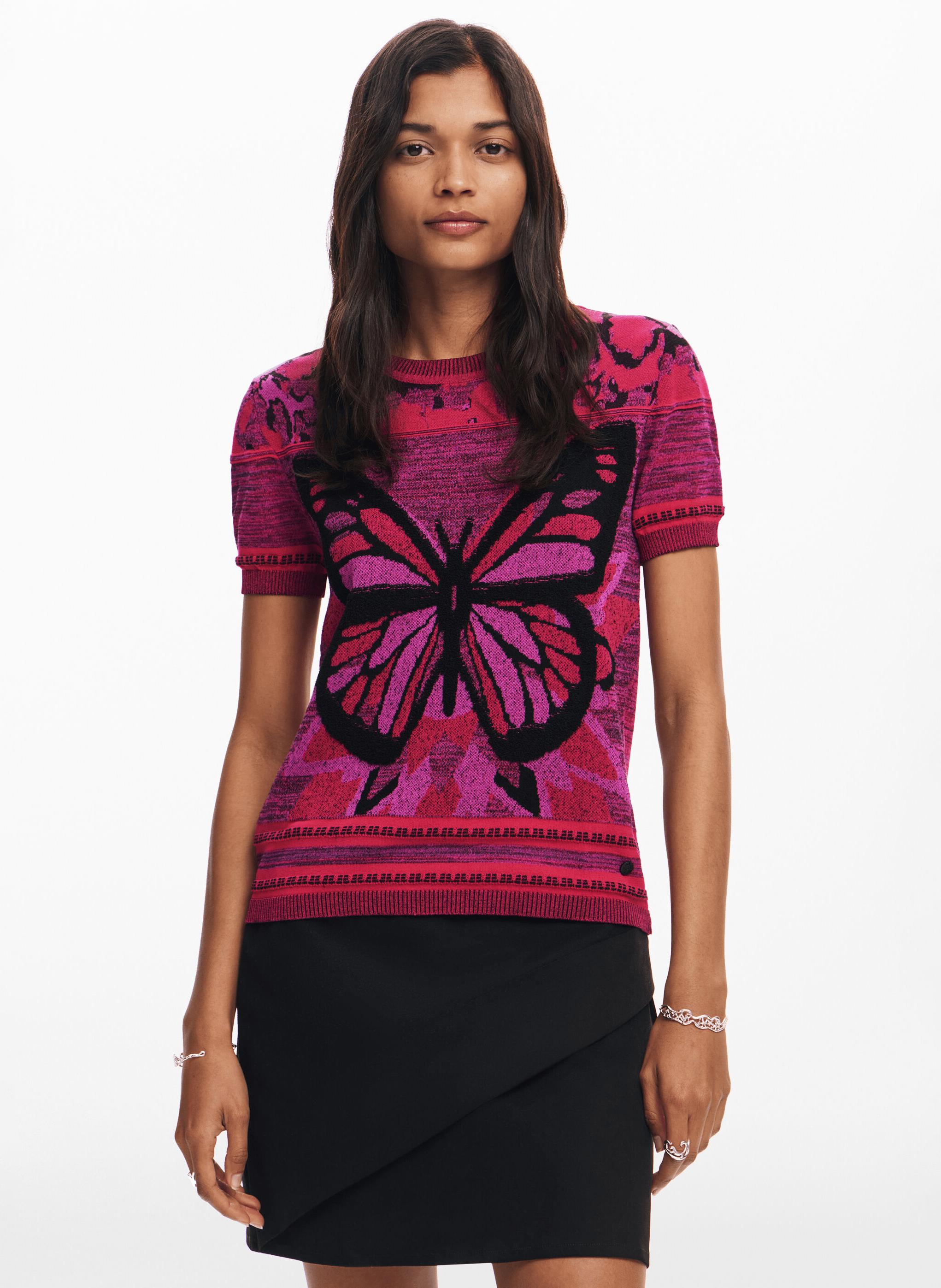 Tee-shirt en maille papillon | Rouge
