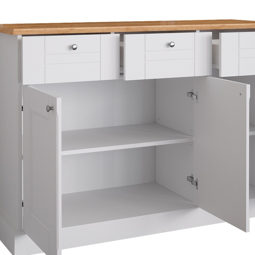 Vicco Sideboard Kommode Mehrzweckschrank Bergamo Weiß Eiche Wohnzimmer Schrank 121x87 cm Vintage Ablage Schublade Schranktür Anrichte Wohnzimmermöbel