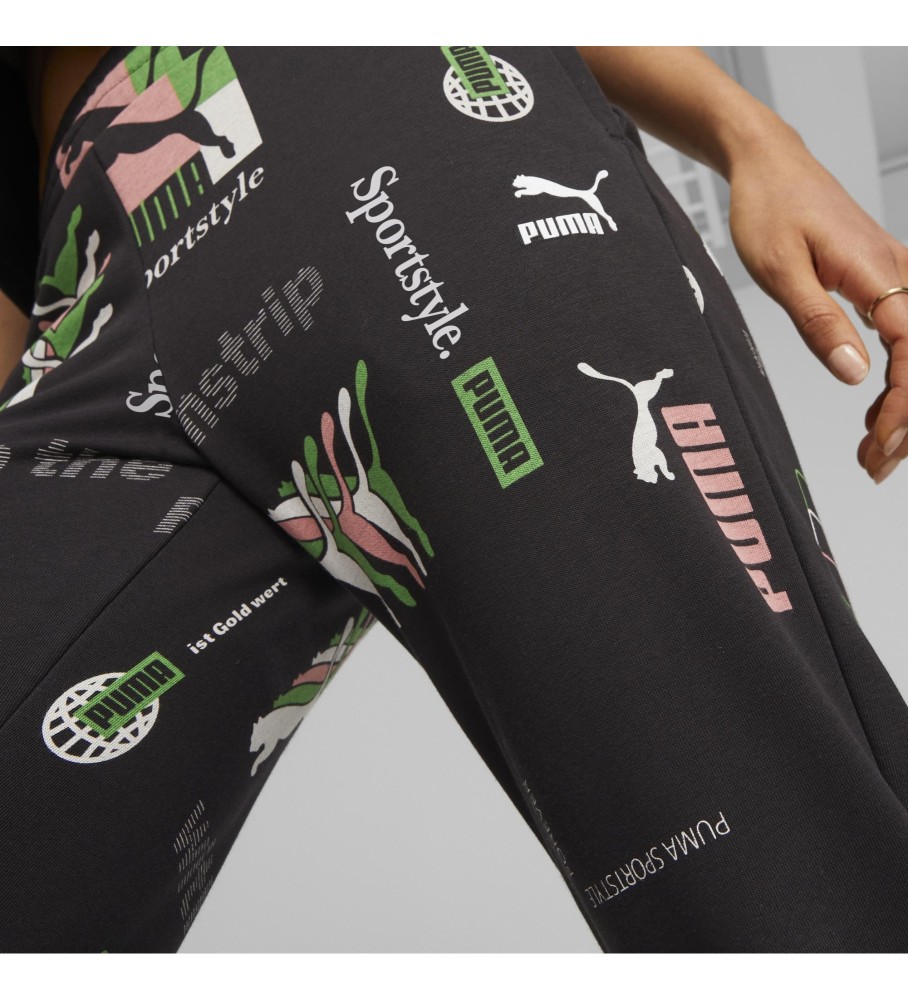 Calça Puma Classic Estampada Preta
