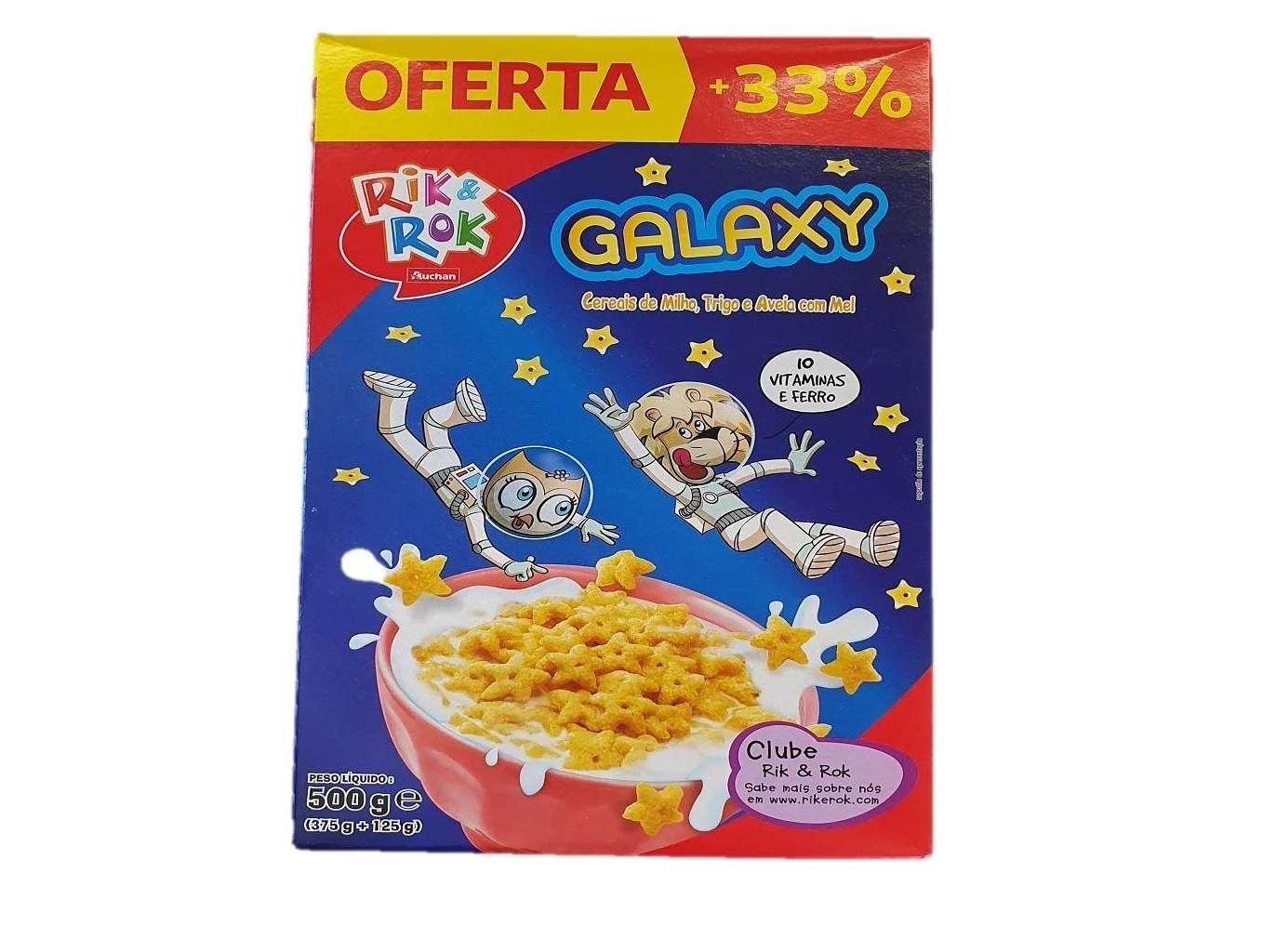 CEREAIS RIK & ROK GALAXY MILHO TRIGO E AVEIA MEL 375G MAIS 33%