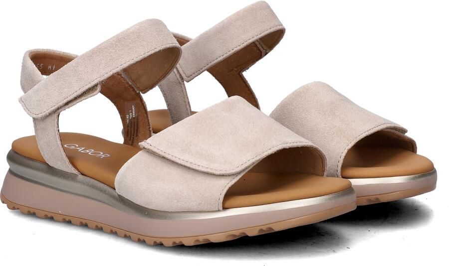 Gabor Dames Sandalen met hak 840.1 Beige Suède Plateauzool