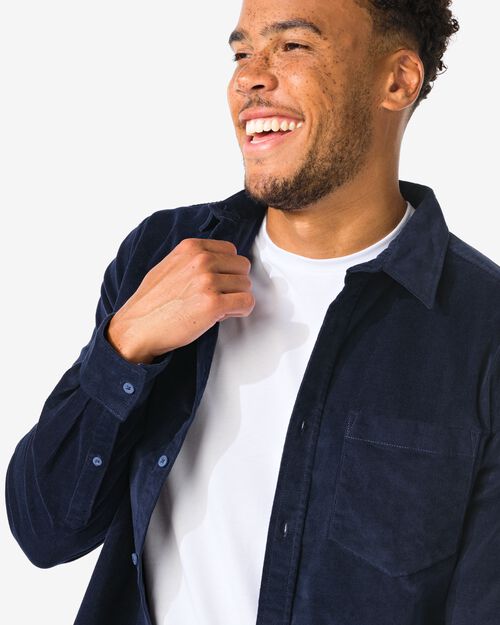 chemise en velours côtelé pour hommes bleu