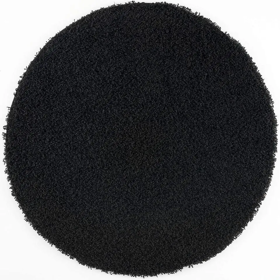 Loca Shaggy Rond Vloerkleed Zwart Hoogpolig - 200 CM ROND