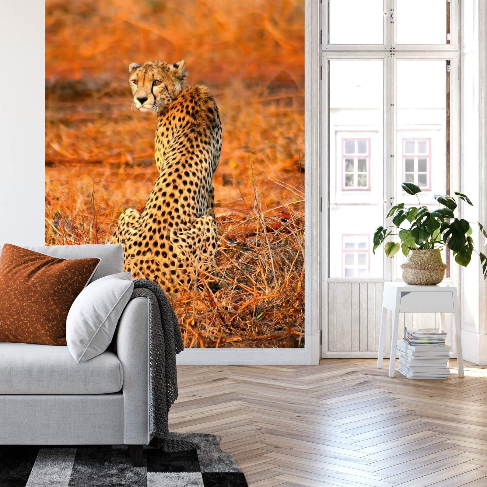 Fototapete DESIGNWALLS 2.0 - gelb-orange - Leopard - 2,6 Meter
