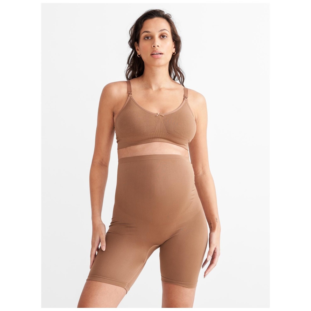 Prénatal zwangerschapsshort seamless lang  effen bruin