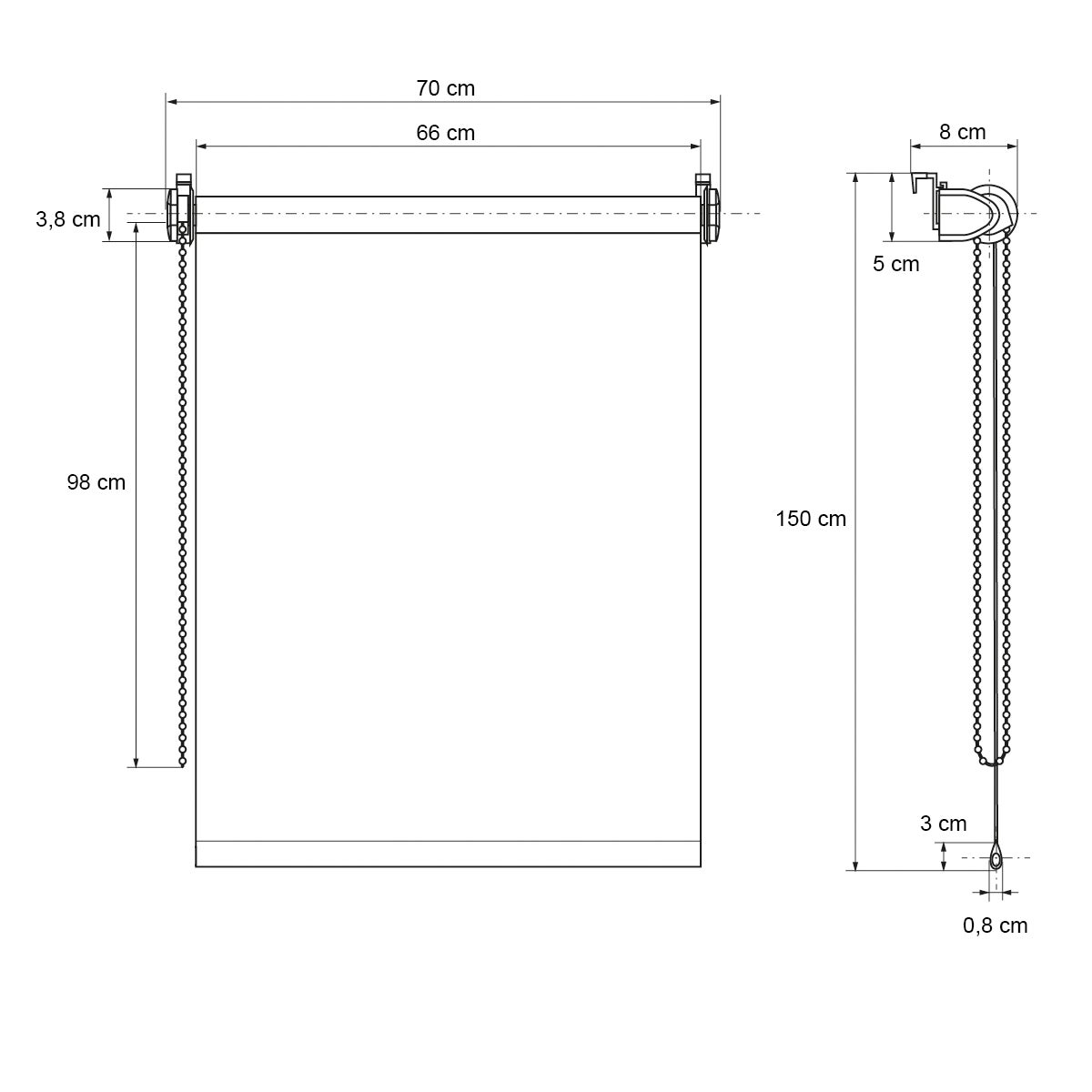 ECD Germany verduisterend rolgordijn 70 x 150 cm - Bruin - Klembevestiging - geen boren nodig - voor zon- en zichtbescherming - incl. bevestigingsmateriaal - EasyFix rolgordijn klembevestiging