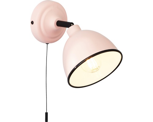 Wandlamp, 1-lichts, H 12,5 cm, Telio roze met trekschakelaar