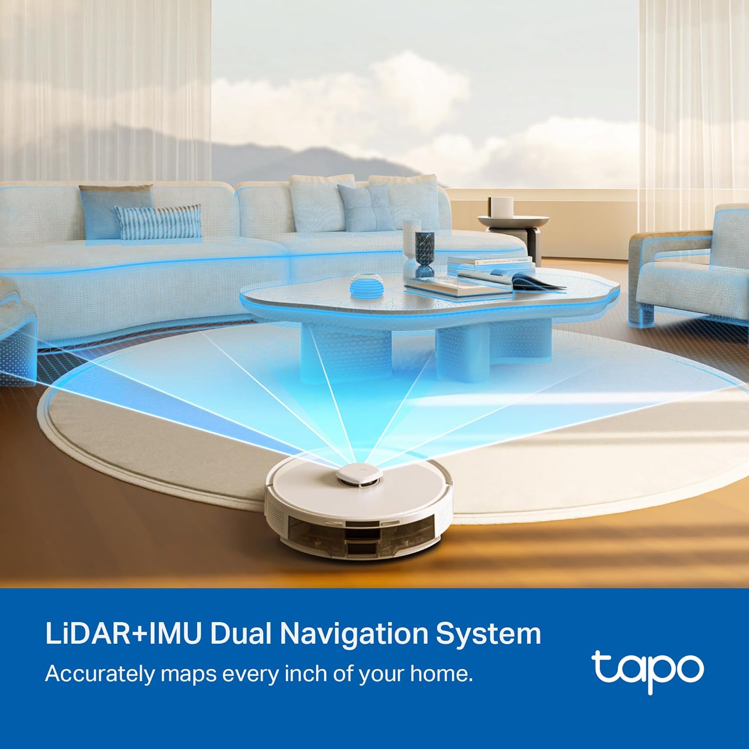 Tapo RV30 Max Plus Saugroboter mit Wischfunktion und automatischer Absaugstation, 5300Pa Ultra Starke Saugkraft, LiDAR+IMU Dual-Navigation, Alexa & Google Assistant Sprachsteuerung, Weiß