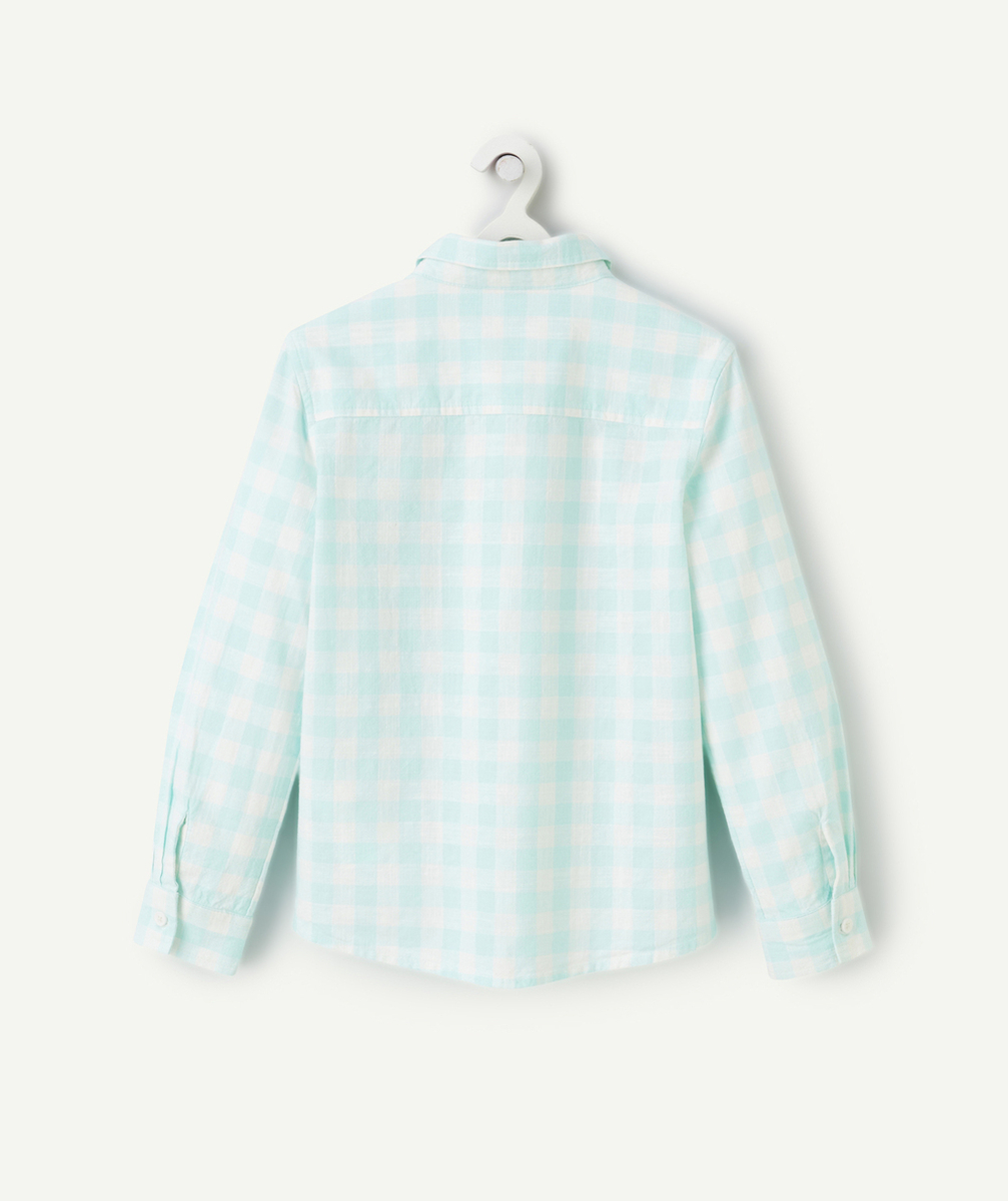 chemise manches longues garçon à carreaux vert et blanc