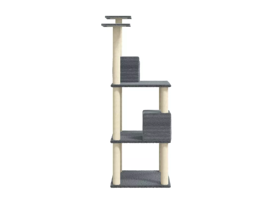 Arbre à chat avec griffoirs en sisal Gris foncé 141 cm