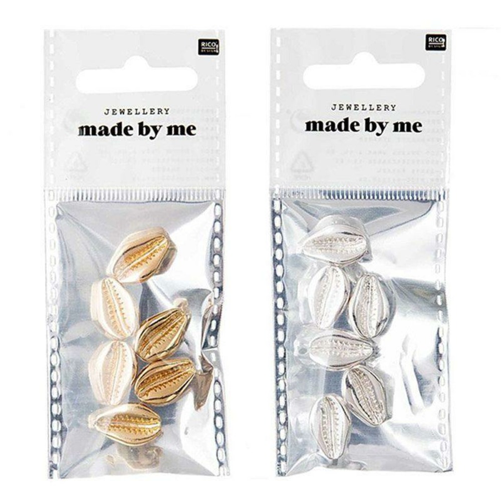 12 perles coquillages dorées et argentées
