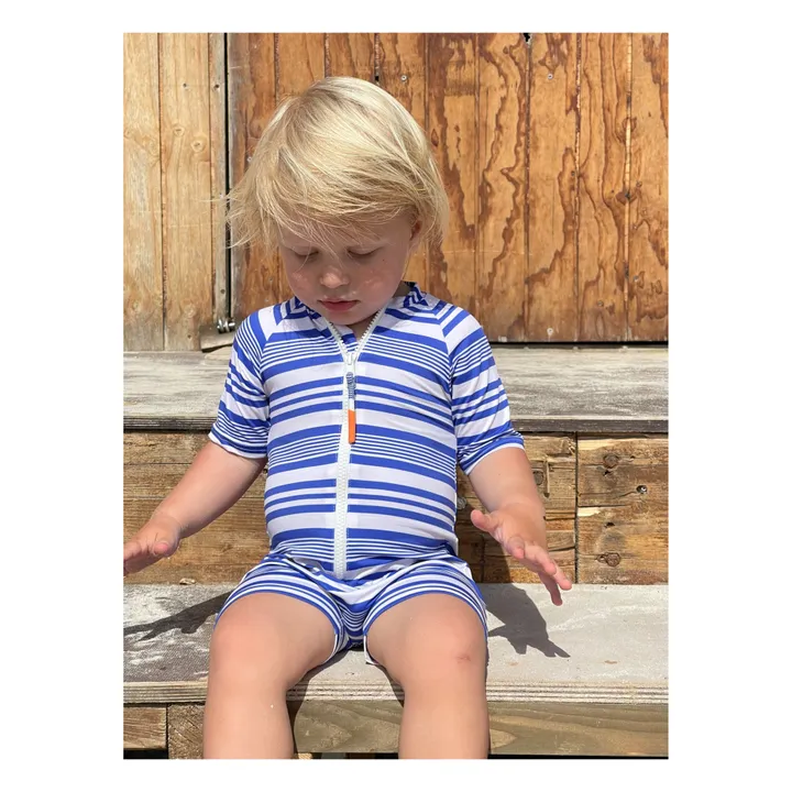 Lison Paris Combishort Anti-UV Rayée Matière Recyclée Malo | Blanc