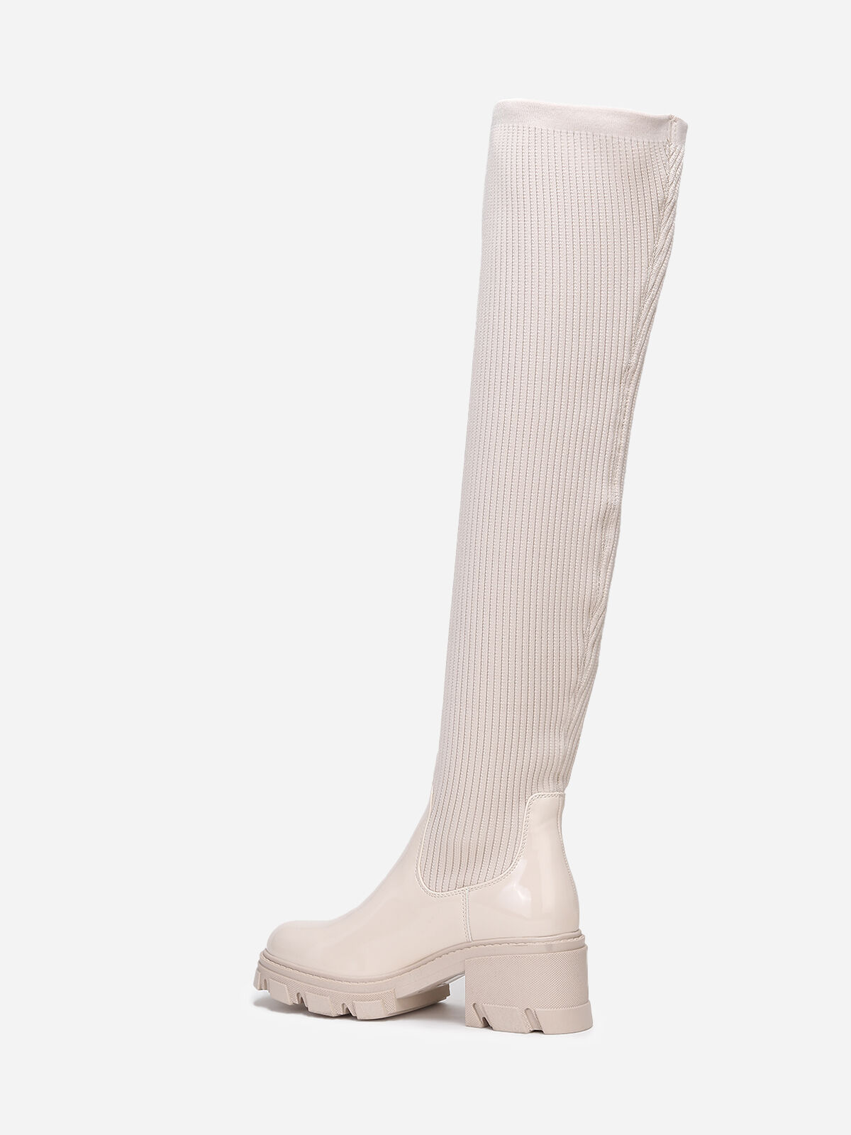 Cuissardes vernies et effet chaussettes- Beige