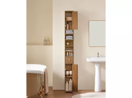 SoBuy Meuble de Rangement Salle d Bain Meuble Colonne Armoire de Toilette Meuble WC L20xP20xH180cm, BZR34-PF