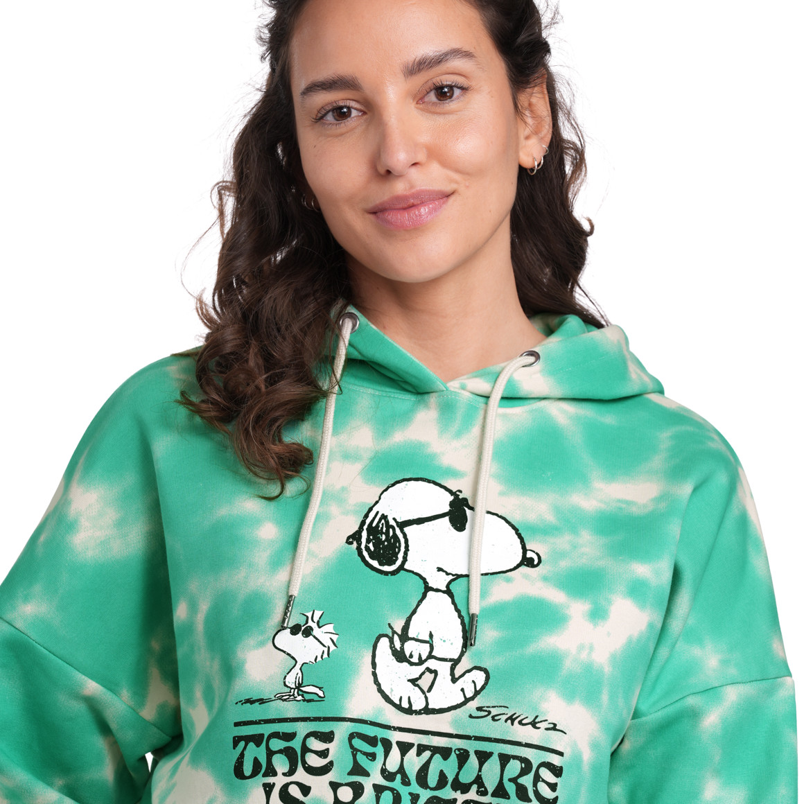 Jonas Nielsen Peanuts Hoodie im Tie Dye Look grün / hellbeige