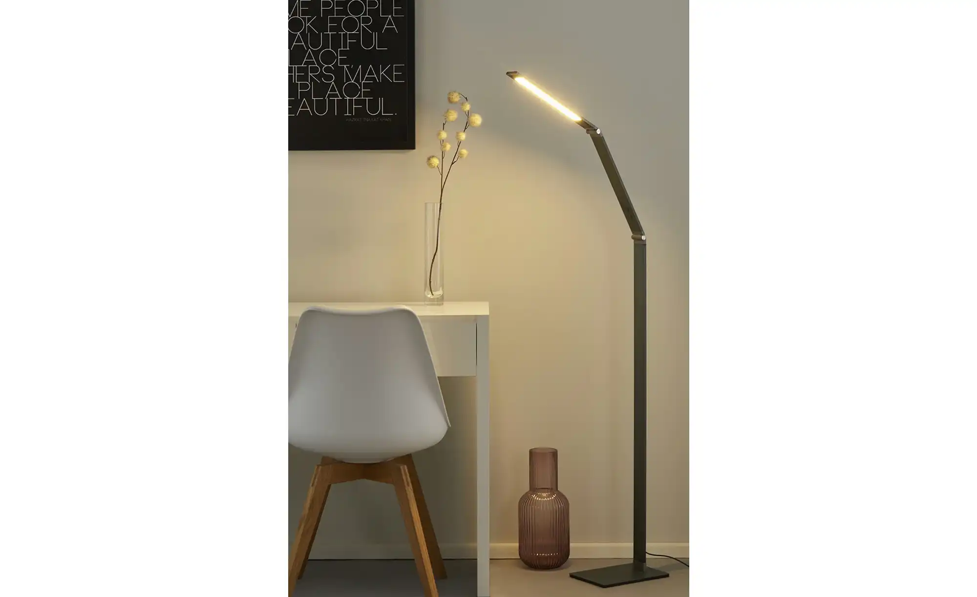 Fischer-Honsel LED-Stehleuchte, anthrazit-grau mit Dimmer