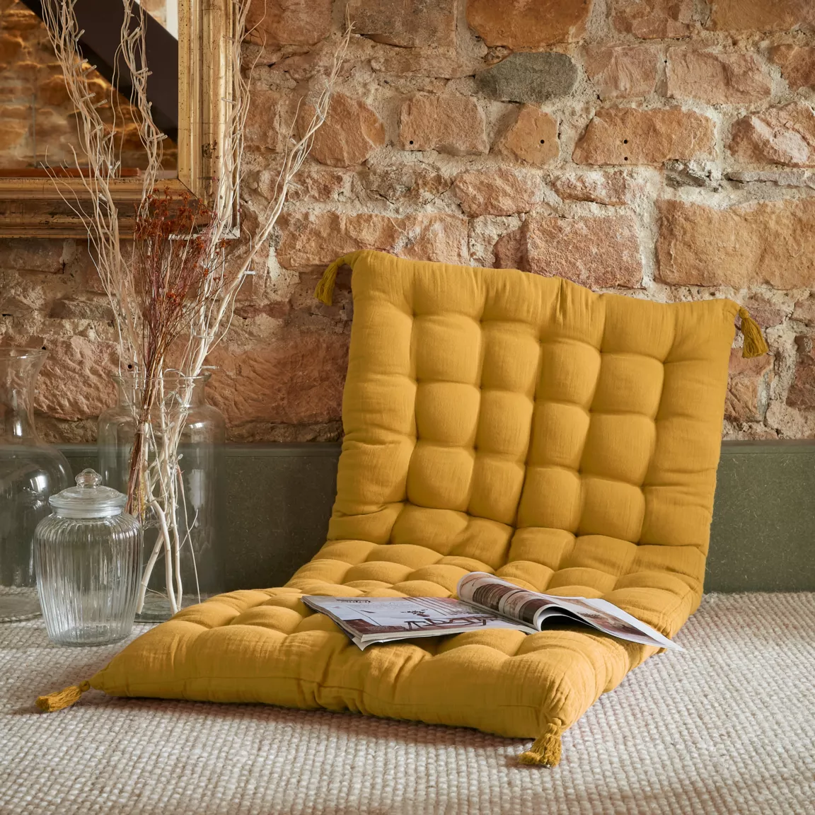Matelas de sol gaze de coton (60 x 120 cm) Gaïa Jaune safran