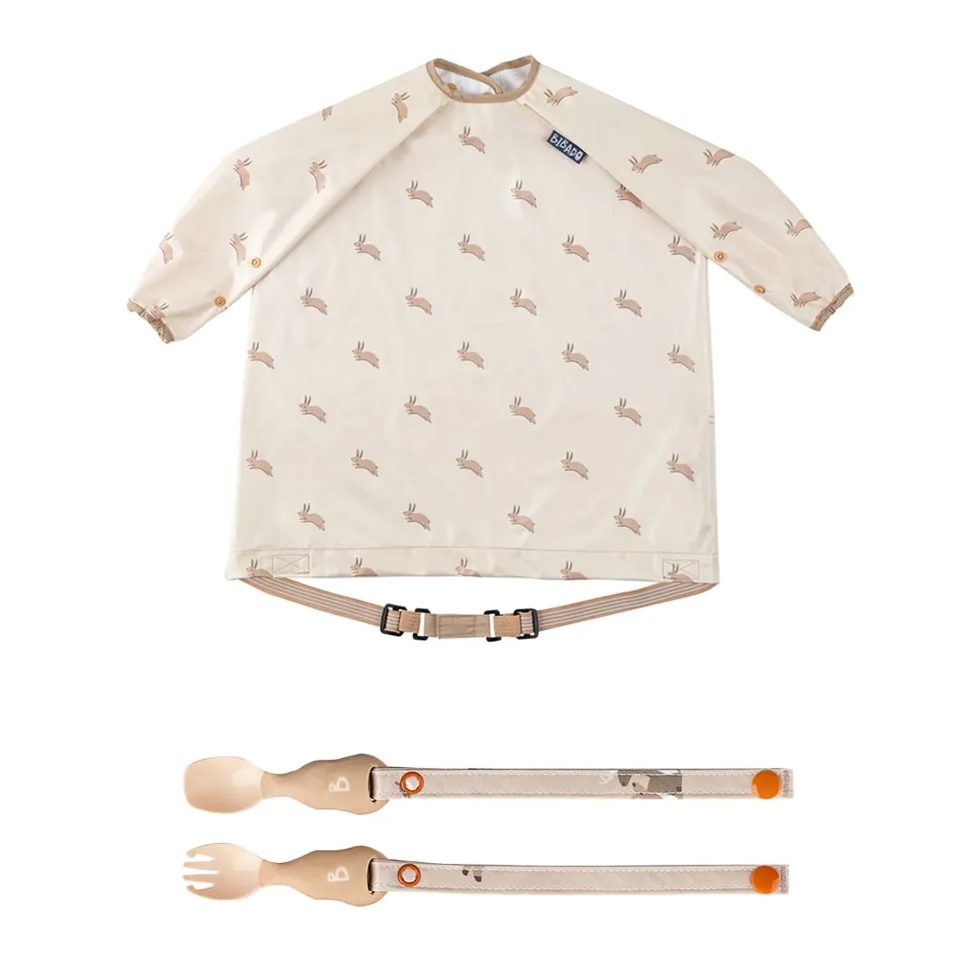 Bibado Ustensiles attachable + Bavoir manches longues - Lapin