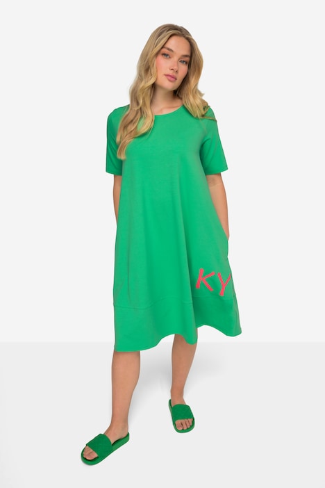 Jerseykleid, Wording-Print, Rundhals, Halbarm