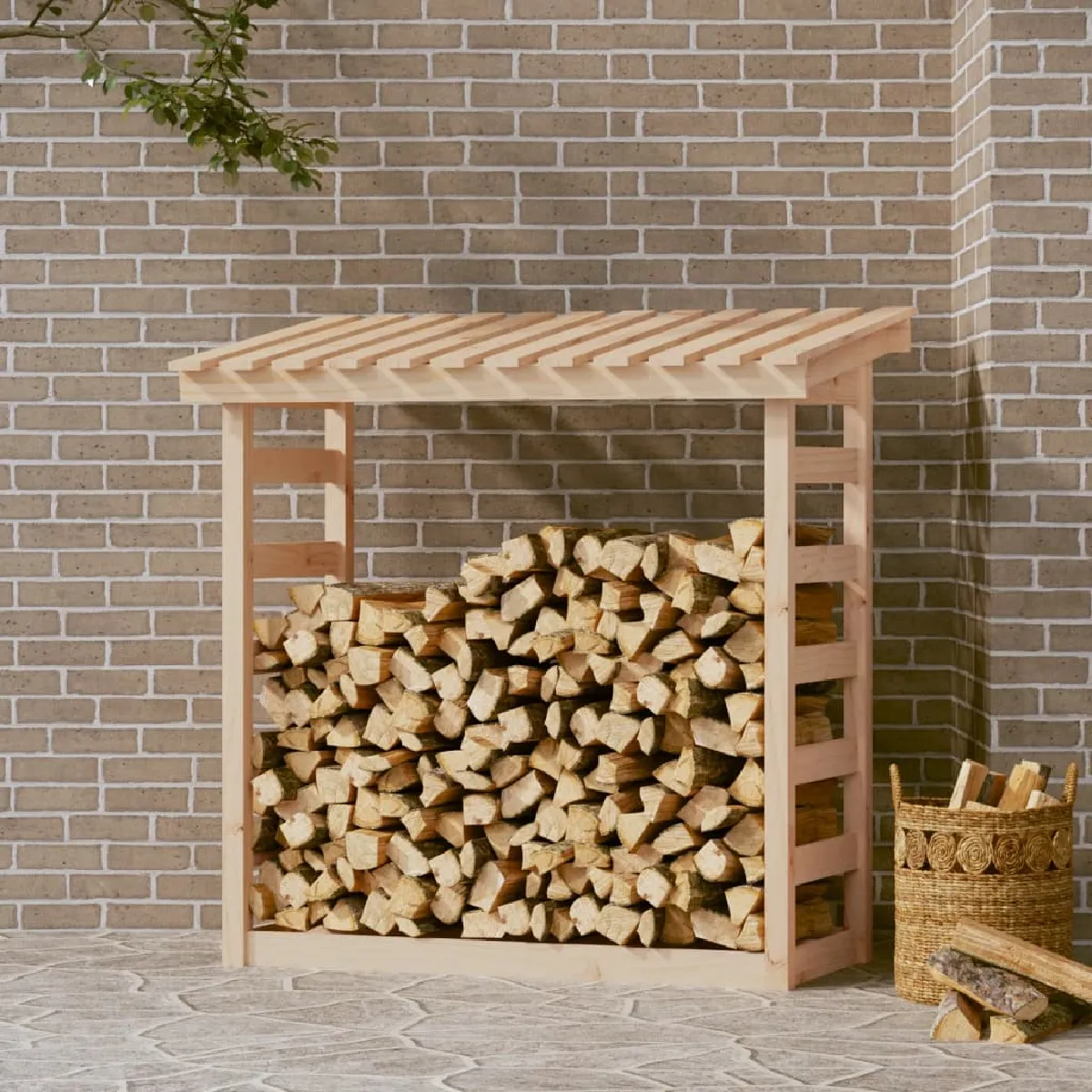 vidaXL Support pour bois de chauffage - Pin