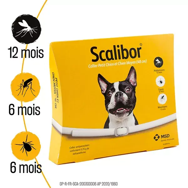Coleira antipulgas e carrapatos Scalibor para cães de pequeno e médio porte, 1 unidade