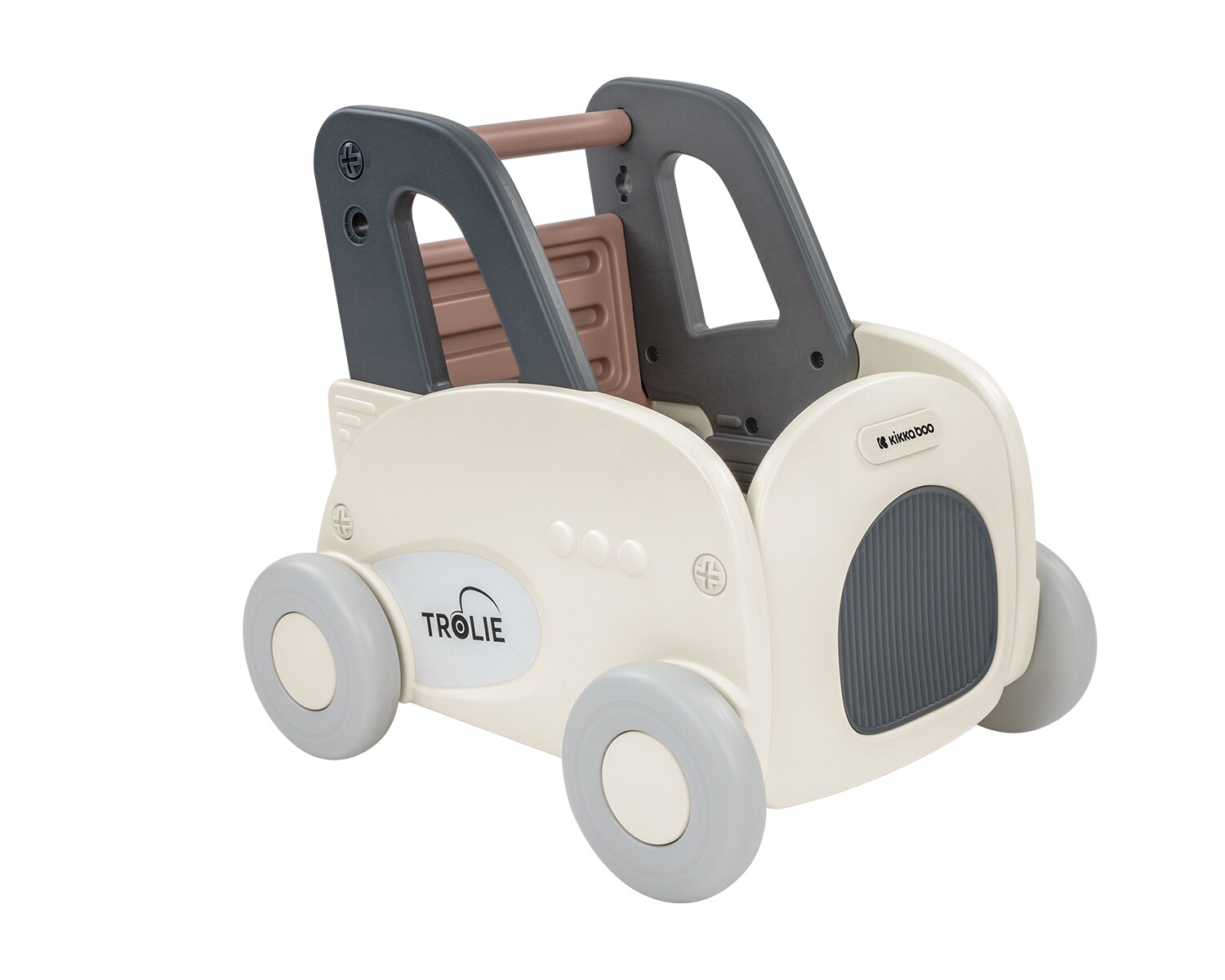 Kikkaboo Lauflernwagen 4 in 1 Trolie Ziehspielzeug, Rutscher, Aufbewahrungsbox weiß