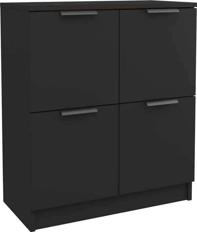 vidaXL - Dressoirs - Zwart - Bewerkt Hout - Set van 2