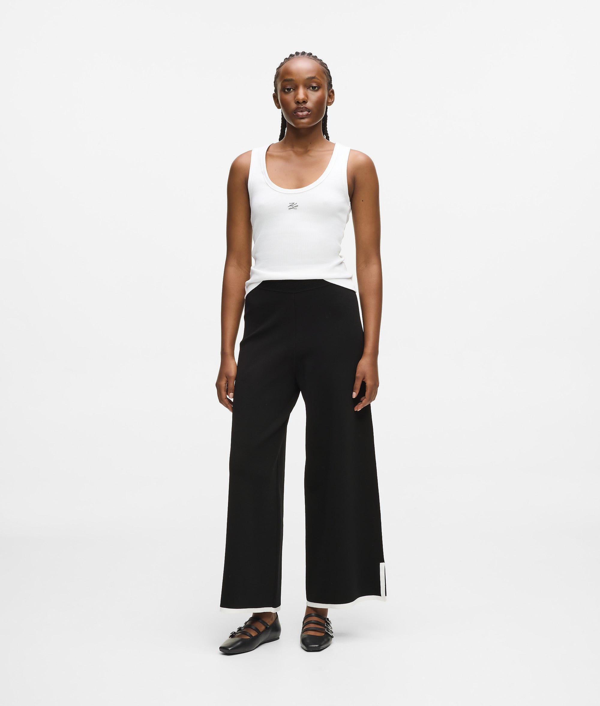 Culottebroek met contrasterende bies