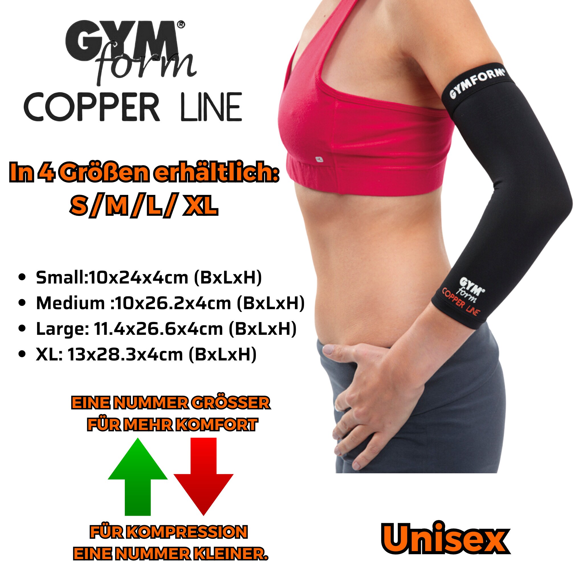 Gymform® Bandage Kompression - Ellenbogenbandage - Tennisarm Copper Line Ellenbogen
