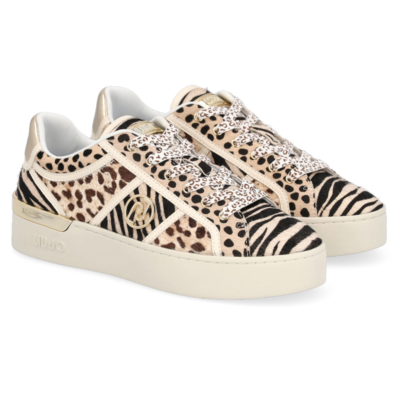 Liu-Jo Sneakers en Cuir Vega léopard/zèbre/beige