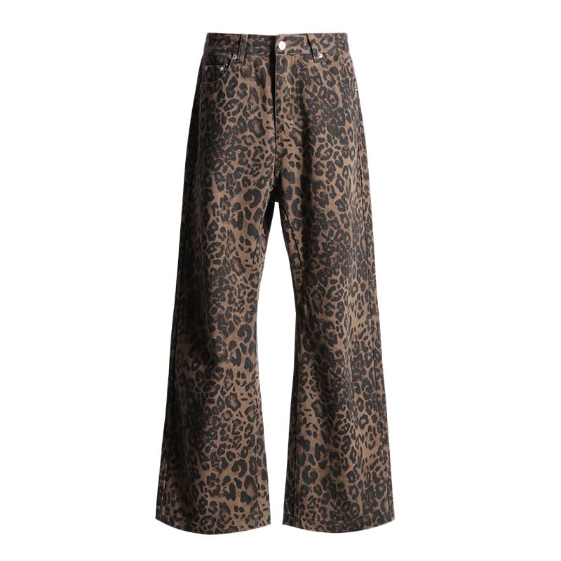 Litoya - Lage taille luipaardprint wijde pijpen jeans (diverse designs)