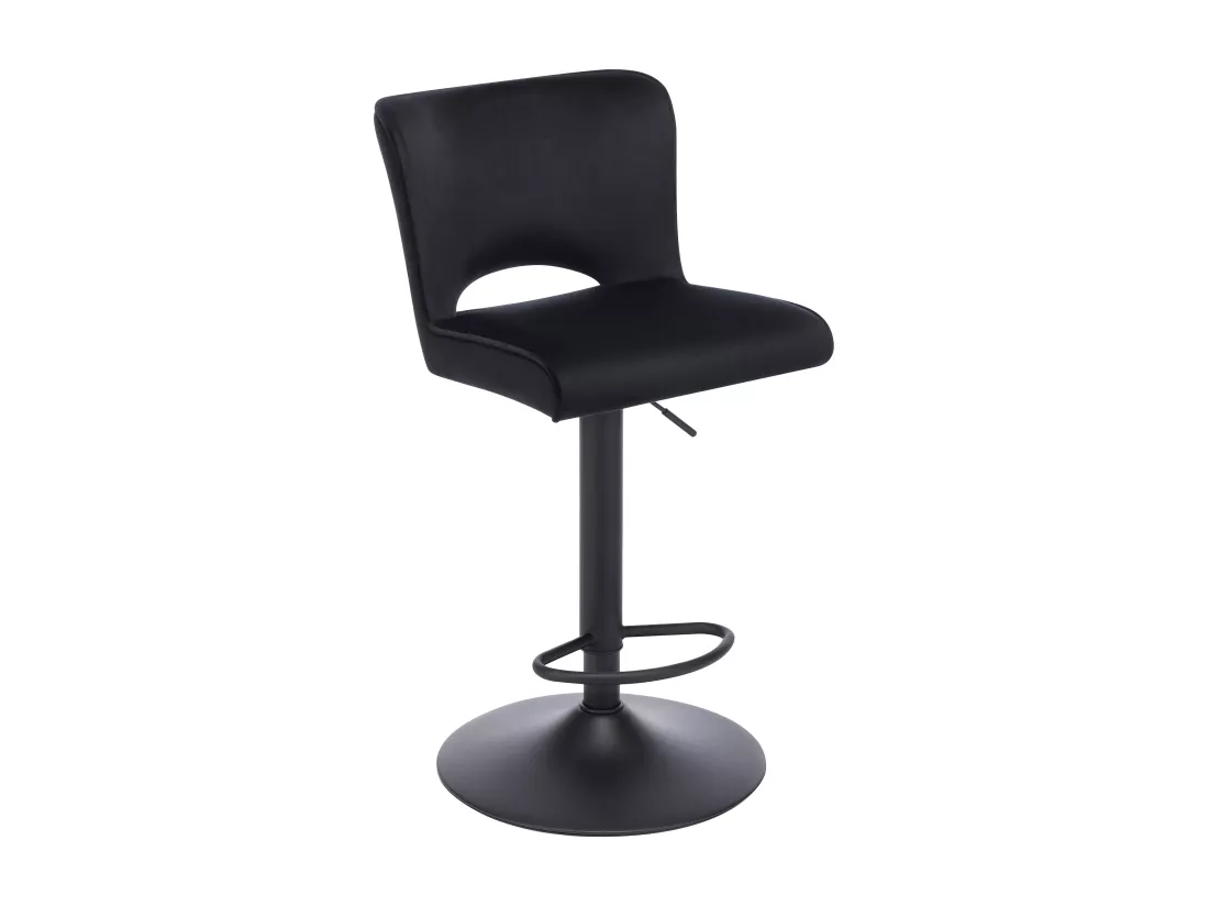 Lot de 2 tabourets de bar en velours et métal - Hauteur réglable - Noir - MIRIALO