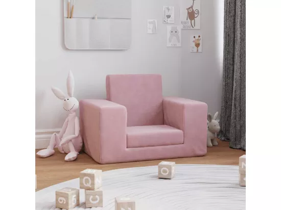 Canapé-lit pour enfants Rose Peluche douce